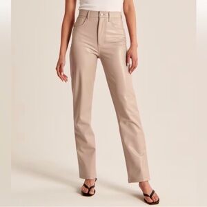 ABERCROMBIE Vegan Leather 90s Straight Ultra High Rise Curve Love Pants Size 28